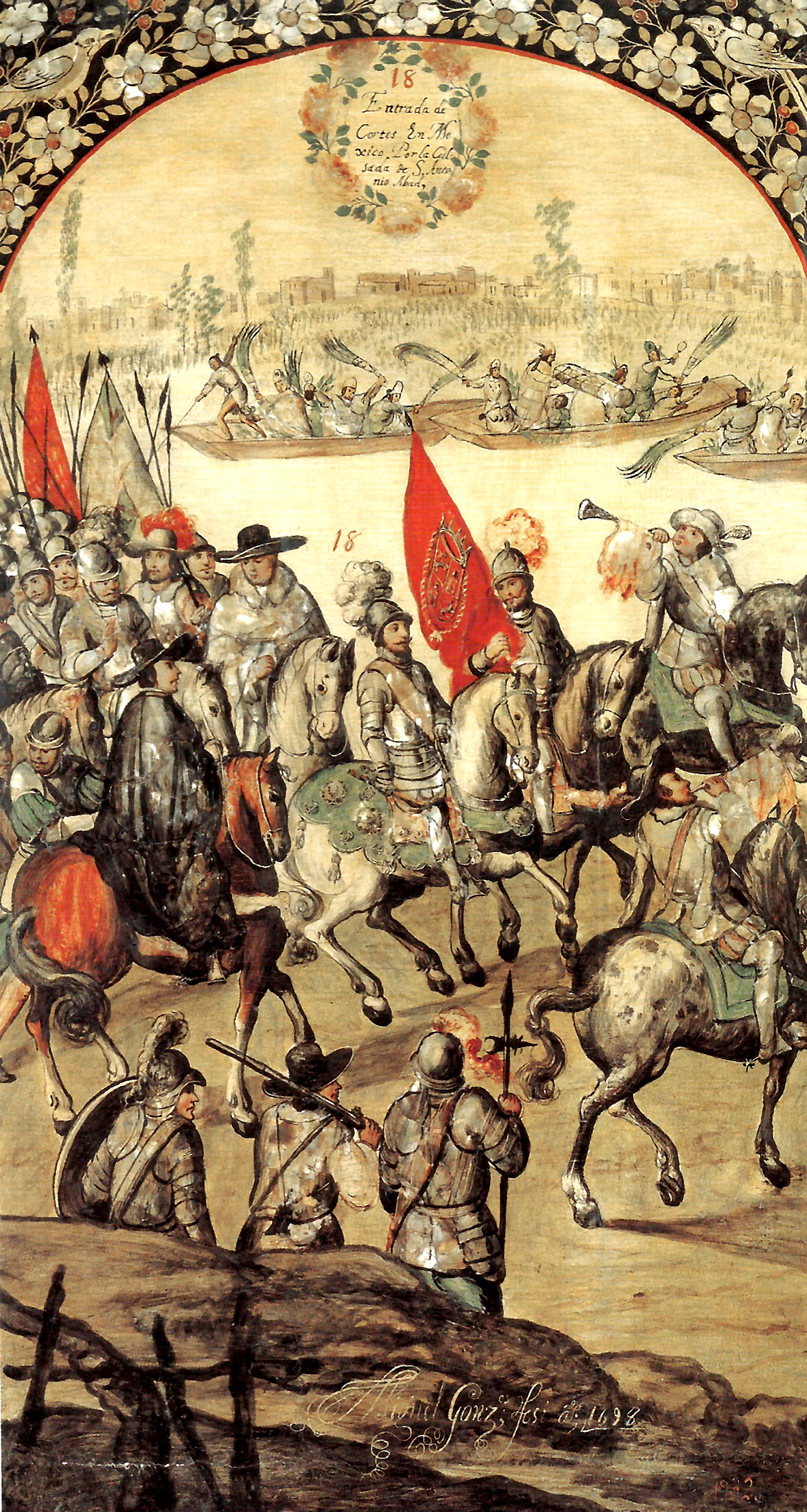 Conquista de México. 18 Entrada de Cortés por la calzada san Antonio abad  Historia